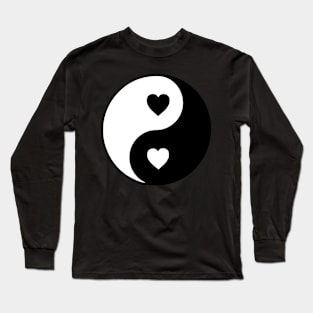 Yin and Yang Heart Symbol Long Sleeve T-Shirt